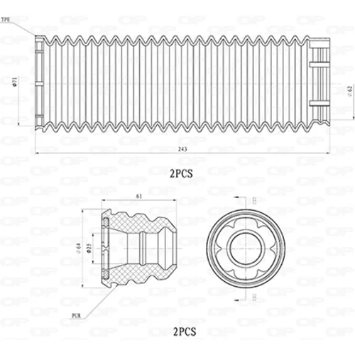 Ochranná sada tlmiča proti prachu OPEN PARTS DCK5125.04