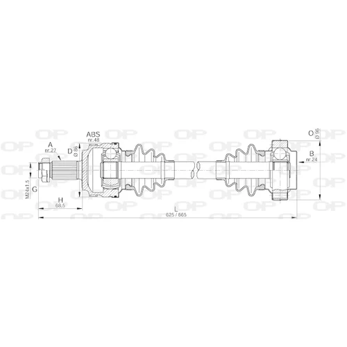 Hnací hriadeľ DRS6104.00 (OPEN PARTS)