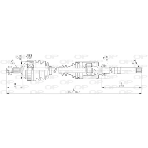 Hnací hriadeľ OPEN PARTS DRS6200.00