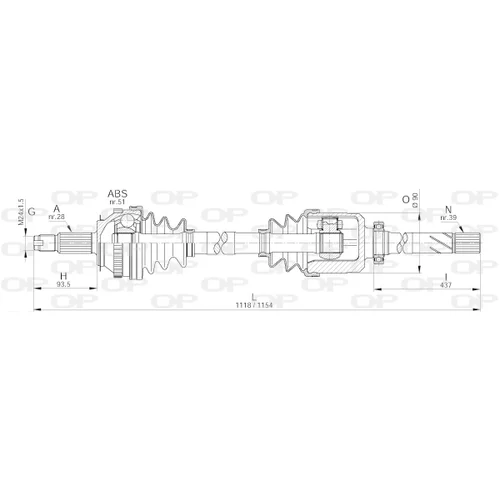 Hnací hriadeľ OPEN PARTS DRS6231.00