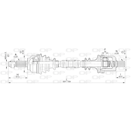 Hnací hriadeľ OPEN PARTS DRS6318.00