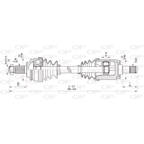 Hnací hriadeľ DRS6351.00 (OPEN PARTS)
