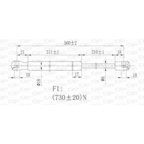 Pneumatická pružina, Batožinový/nákladný priestor GSR6326.00 (OPEN PARTS) - obr. 1