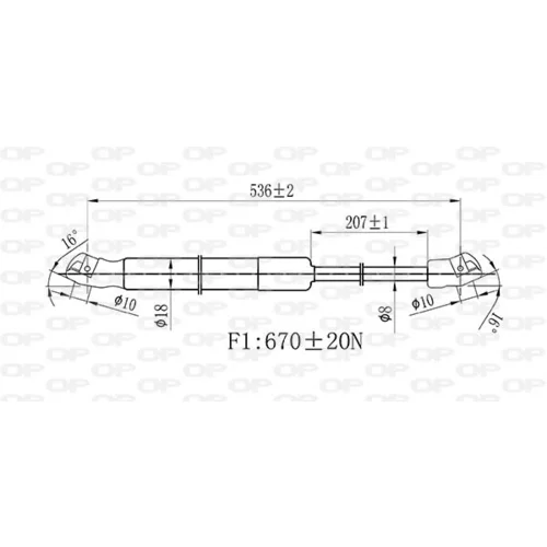Pneumatická pružina, Batožinový/nákladný priestor GSR6515.00 (OPEN PARTS) - obr. 1