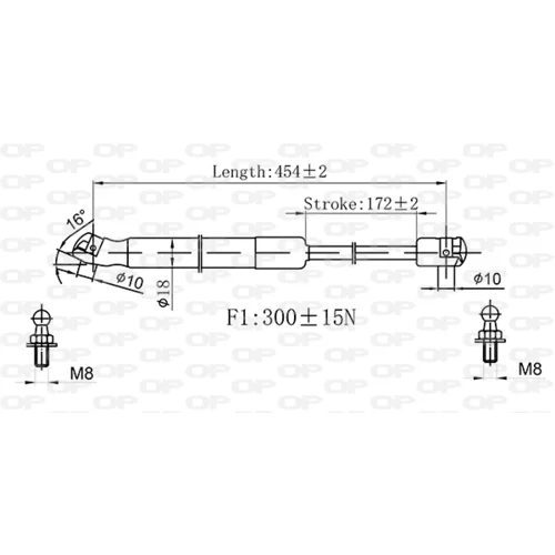 Plynová vzpera, kapota motora OPEN PARTS GSR6537.00