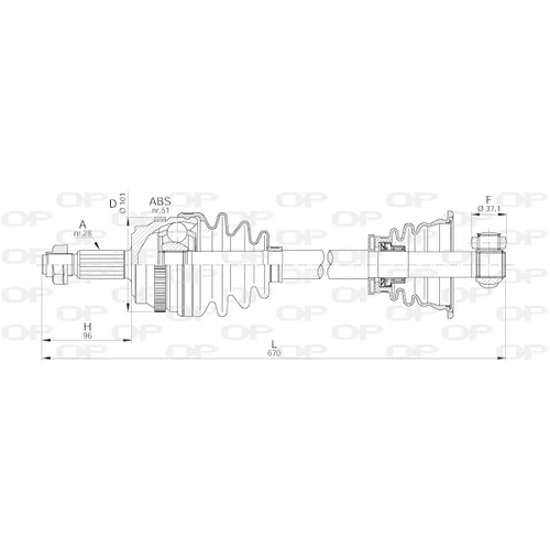 Hnací hriadeľ OPEN PARTS DRS6180.00