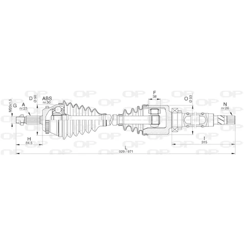 Hnací hriadeľ DRS6303.00 (OPEN PARTS)