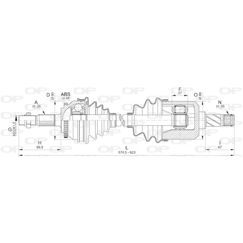 Hnací hriadeľ OPEN PARTS DRS6327.00