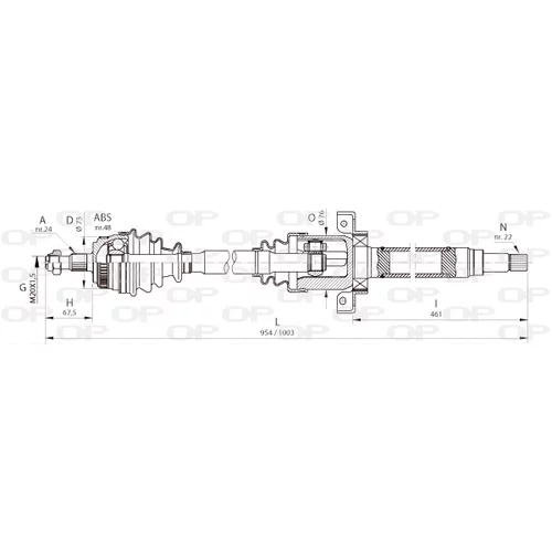 Hnací hriadeľ OPEN PARTS DRS6363.00