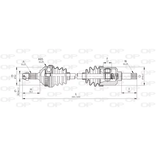 Hnací hriadeľ DRS6044.00 (OPEN PARTS)