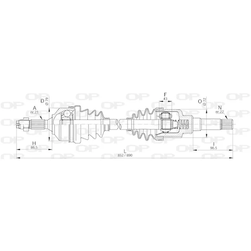Hnací hriadeľ OPEN PARTS DRS6182.00