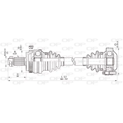Hnací hriadeľ OPEN PARTS DRS6357.00