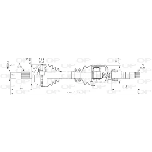Hnací hriadeľ OPEN PARTS DRS6156.00