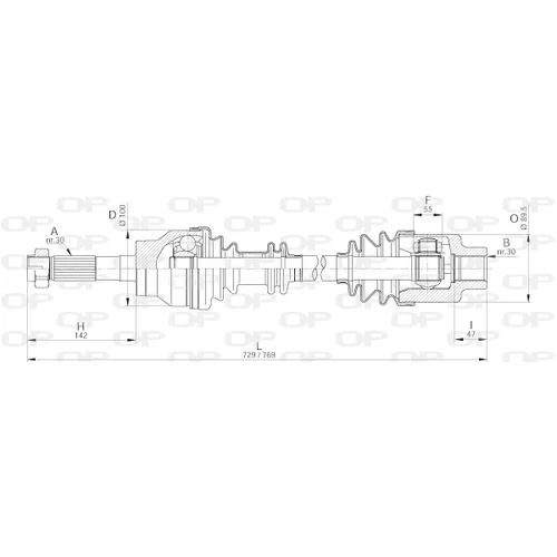 Hnací hriadeľ OPEN PARTS DRS6190.00