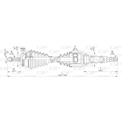 Hnací hriadeľ OPEN PARTS DRS6309.00