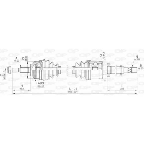 Hnací hriadeľ DRS6436.00 (OPEN PARTS)