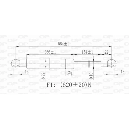 Pneumatická pružina, Batožinový/nákladný priestor GSR6203.00 (OPEN PARTS) - obr. 1