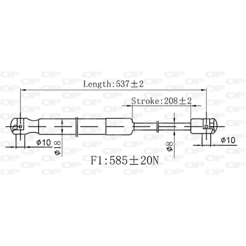 Pneumatická pružina, Batožinový/nákladný priestor GSR6571.00 (OPEN PARTS) - obr. 1