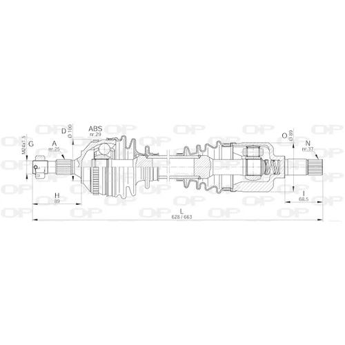 Hnací hriadeľ DRS6226.00 (OPEN PARTS)