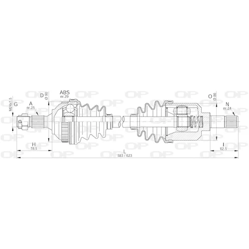 Hnací hriadeľ OPEN PARTS DRS6235.00