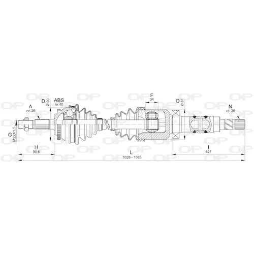 Hnací hriadeľ OPEN PARTS DRS6328.00