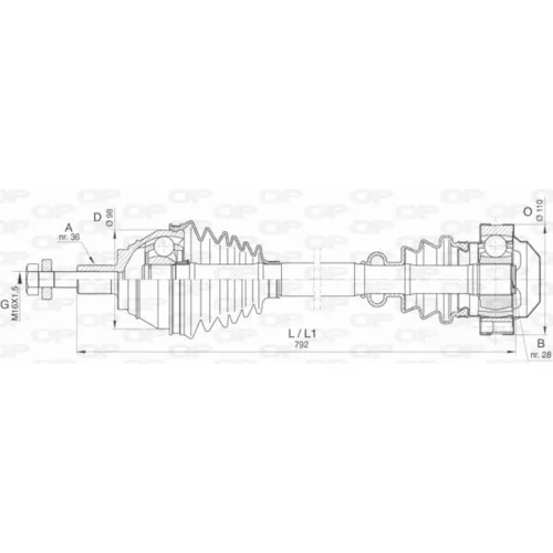 Hnací hriadeľ DRS6407.00 (OPEN PARTS)