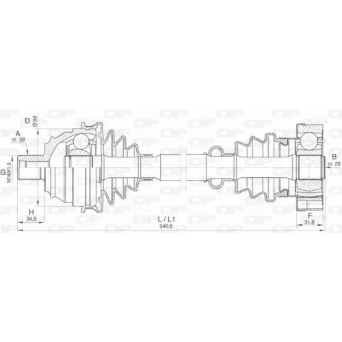 Hnací hriadeľ OPEN PARTS DRS6424.00