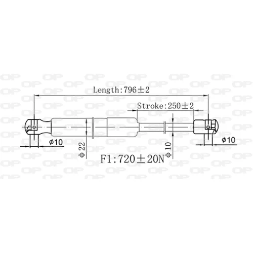 Pneumatická pružina, Batožinový/nákladný priestor GSR6577.00 (OPEN PARTS) - obr. 1