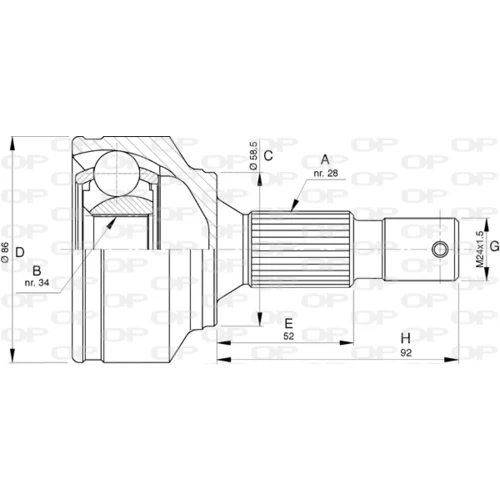 Sada kĺbov hnacieho hriadeľa CVJ5767.10 (OPEN PARTS)