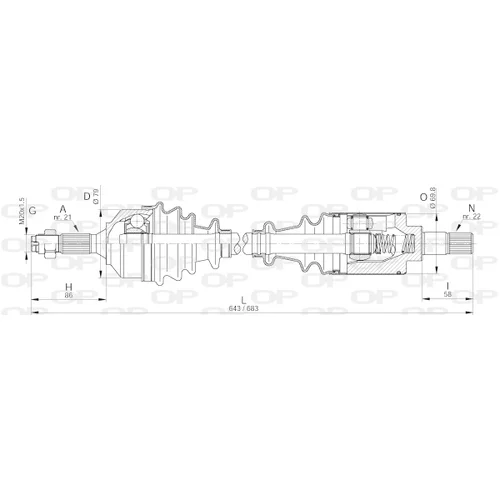 Hnací hriadeľ OPEN PARTS DRS6160.00