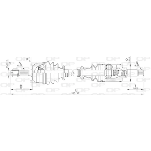 Hnací hriadeľ OPEN PARTS DRS6232.00