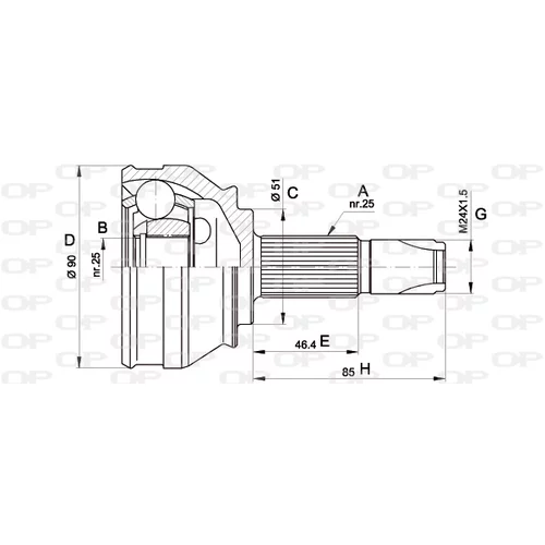 Sada kĺbov hnacieho hriadeľa CVJ5252.10 (OPEN PARTS)