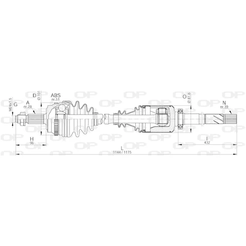 Hnací hriadeľ OPEN PARTS DRS6240.00