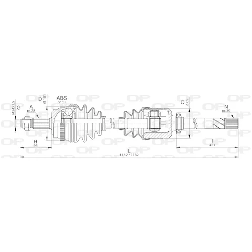 Hnací hriadeľ OPEN PARTS DRS6261.00
