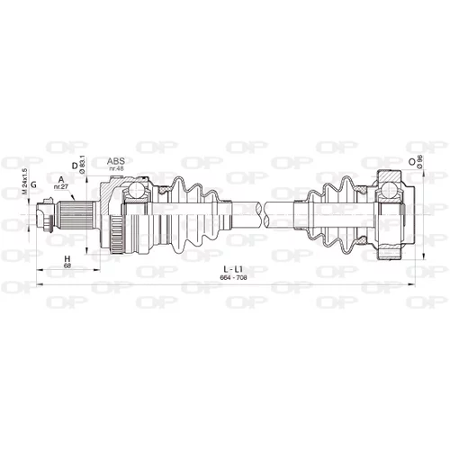 Hnací hriadeľ DRS6359.00 (OPEN PARTS)