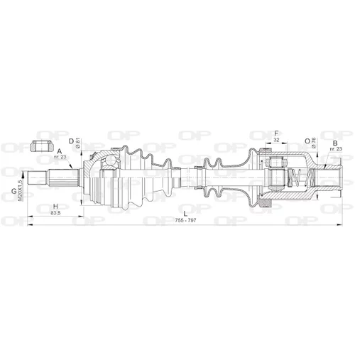 Hnací hriadeľ DRS6382.00 (OPEN PARTS)