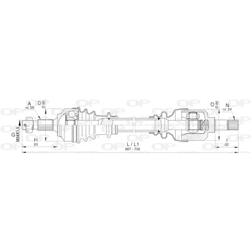 Hnací hriadeľ OPEN PARTS DRS6402.00