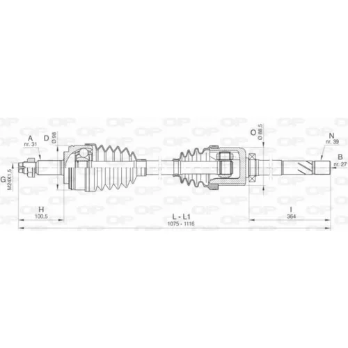 Hnací hriadeľ OPEN PARTS DRS6430.00