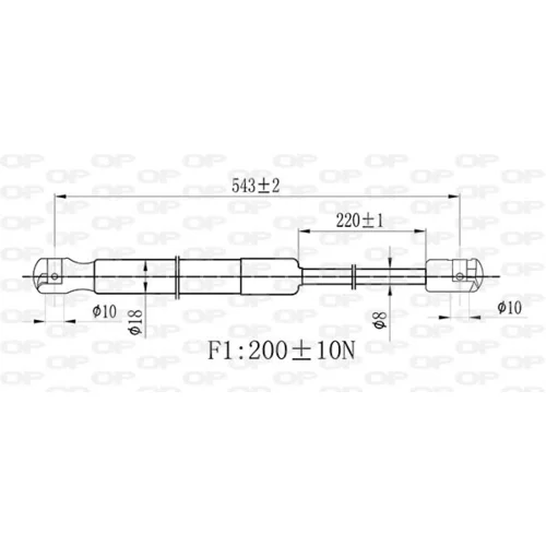 Plynová vzpera pre zadné sklo GSR6480.00 (OPEN PARTS) - obr. 1