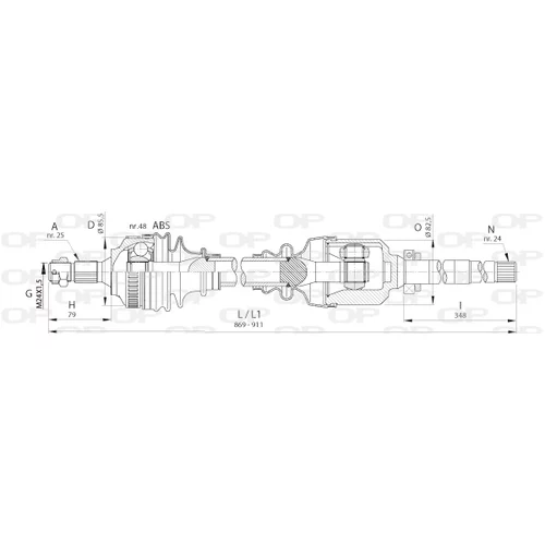 Hnací hriadeľ OPEN PARTS DRS6396.00
