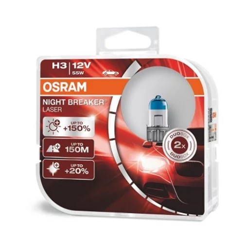 Halogénové žiarovky Osram H3 12V 55W PK22S NIGHT BREAKER LASER +150% 2ks /MIX/ - obr. 1