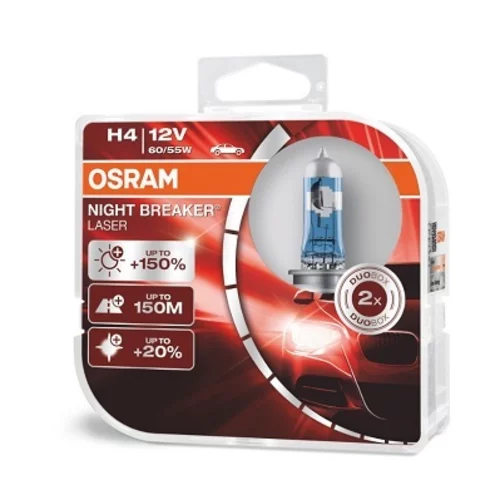 Halogénové žiarovky Osram H4 12V 60/55W P43t NIGHT BREAKER LASER +150% 2 ks /MIX/ - obr. 1