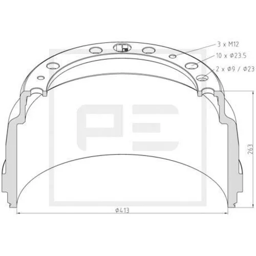 Brzdový bubon PE Automotive 126.091-00A