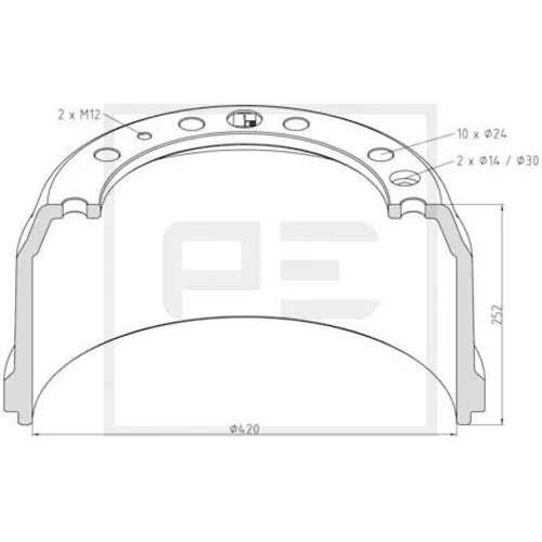 Brzdový bubon PE Automotive 106.084-00A