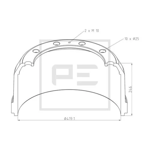 Brzdový bubon PE Automotive 166.403-00A
