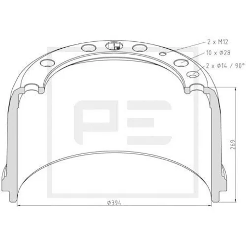 Brzdový bubon PE Automotive 146.069-00A