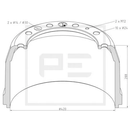 Brzdový bubon PE Automotive 106.063-00A