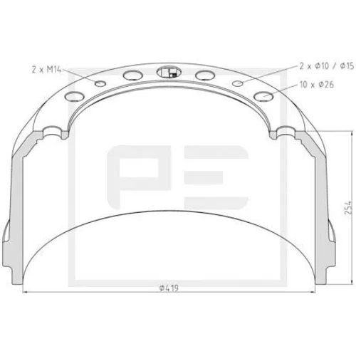 Brzdový bubon PE Automotive 166.075-00A