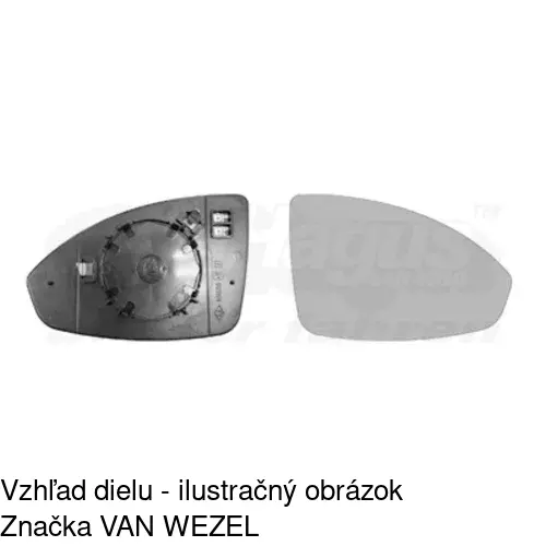 Sklo vonkajšieho zrkadla s držiakom 2508556M /POLCAR/ - obr. 4