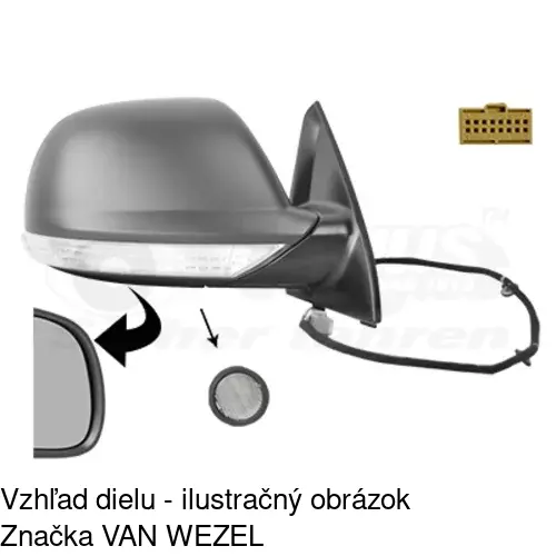 Sklo vonkajšieho zrkadla s držiakom 9581555M /POLCAR/ - obr. 4